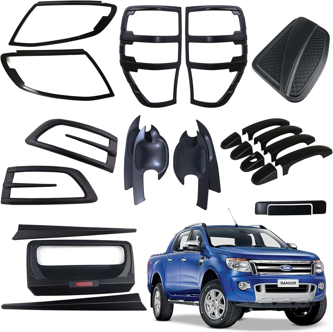 JHCHAN Scheinwerfer und Rücklichtabdeckung für Ford Ranger 2012-2014 Wildtrak XL XLT Limited Tremor
