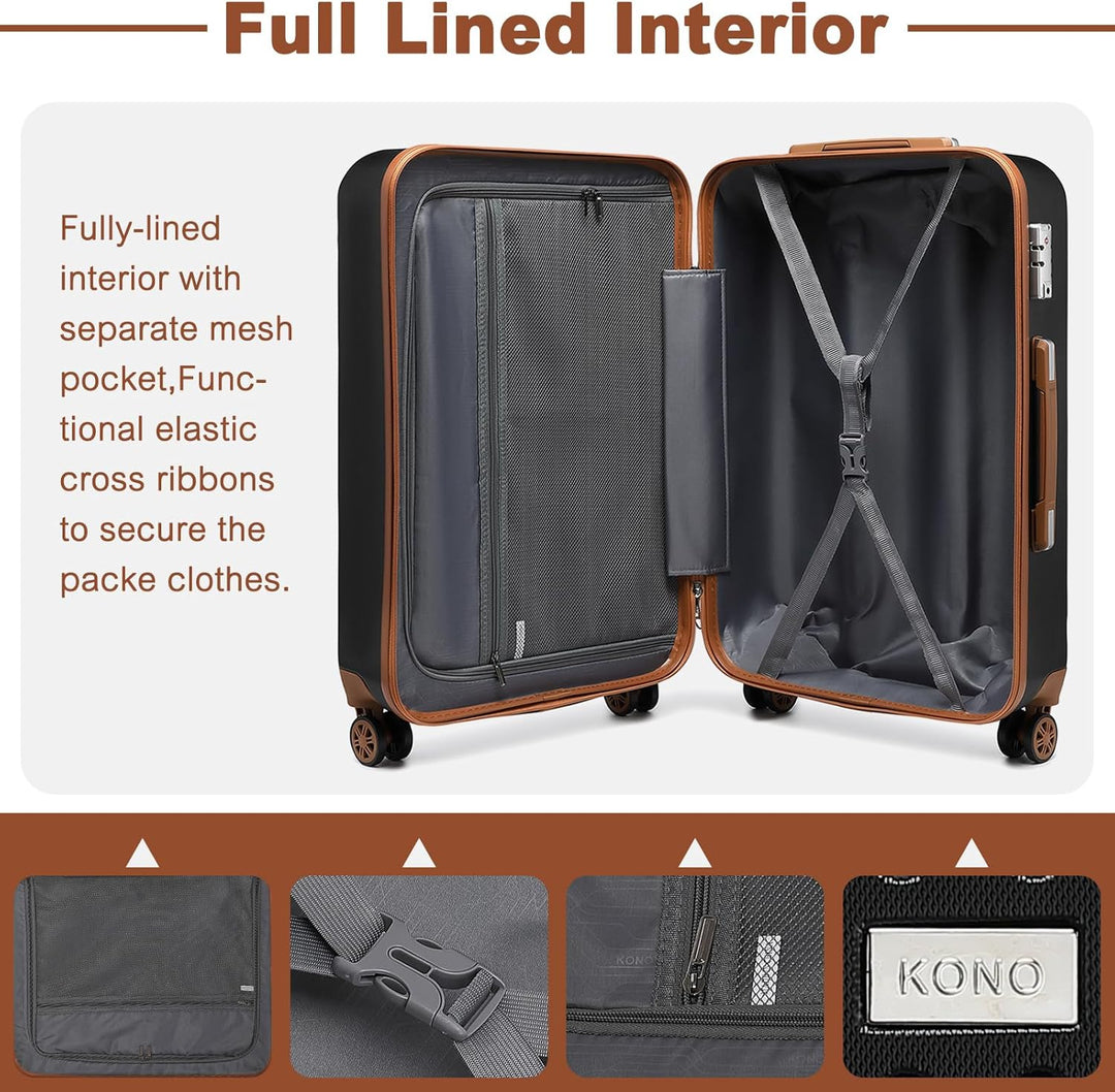 KONO Koffer Trolley Gross Hartschalenkoffer Reisekofferset Koffer Kofferset Gepäck Rollkoffer Schlos