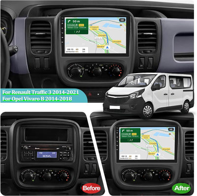 Android Autoradio für Renault Traffic 3 2014-2021 und Opel Vivaro B 2014-2018, kabelloses Apple Carp