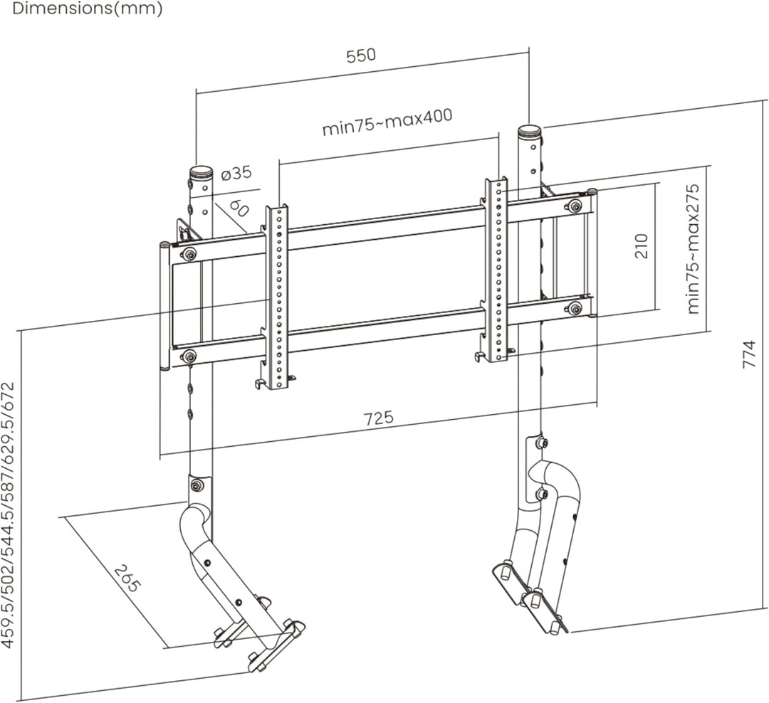 OPLITE - R8 Single Monitor Mount White - Einfache Monitorhalterung Weiss für R8 Fury