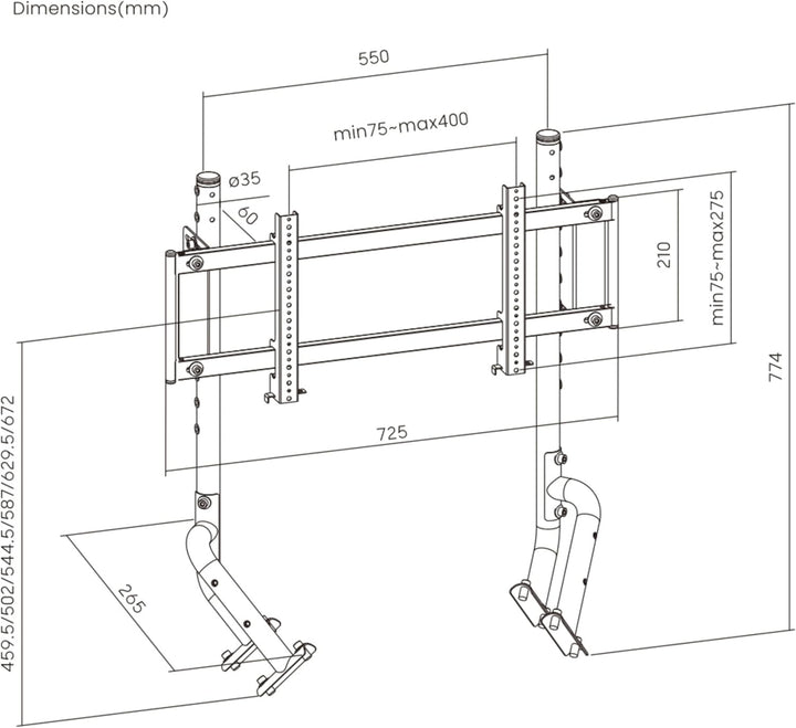 OPLITE - R8 Single Monitor Mount White - Einfache Monitorhalterung Weiss für R8 Fury