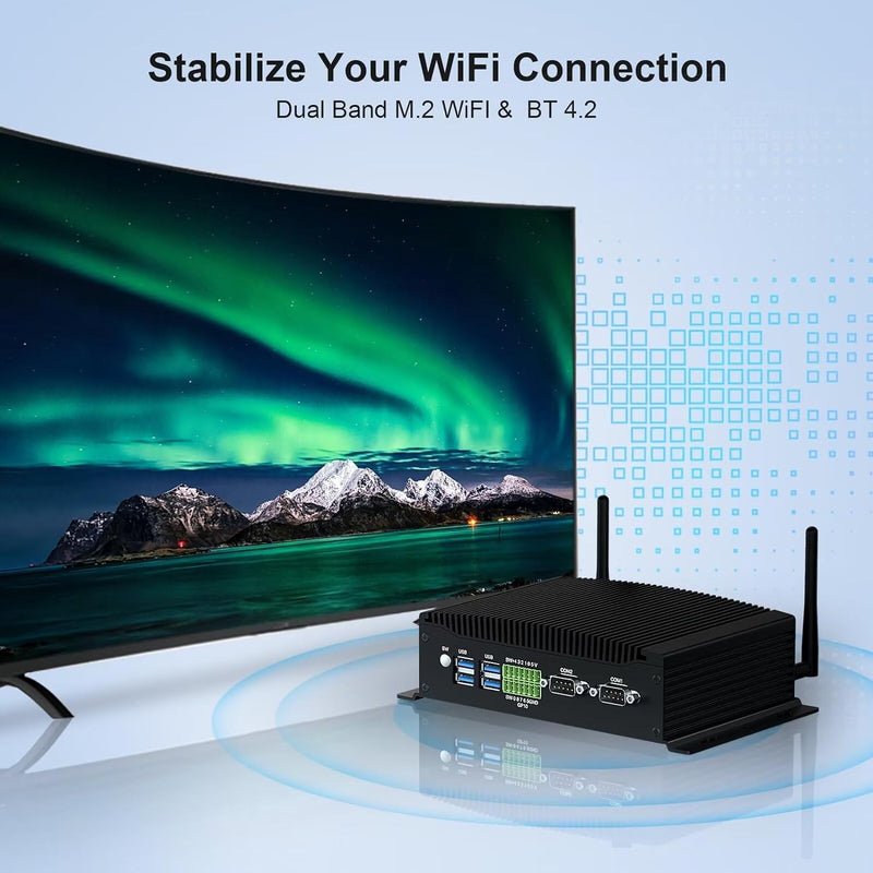 Mini PC Lüfterlos, Lüfterloser PC Core i5 8260U Industrie Mini PC Windows 11 Pro Industrie PC Mini C