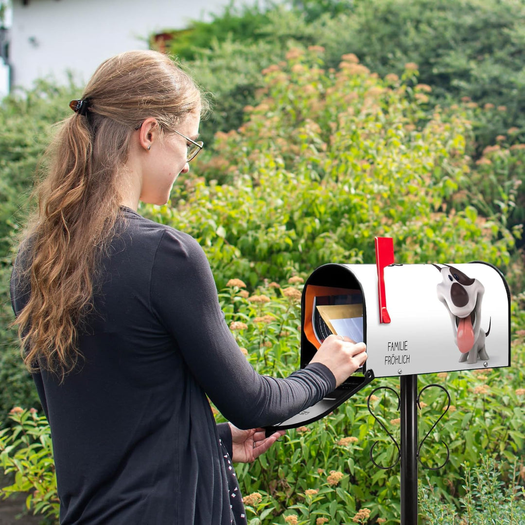 banjado® Amerikanischer Briefkasten individualisiert - US Mailbox/Letterbox mit Motiv Comic-Hund 51x
