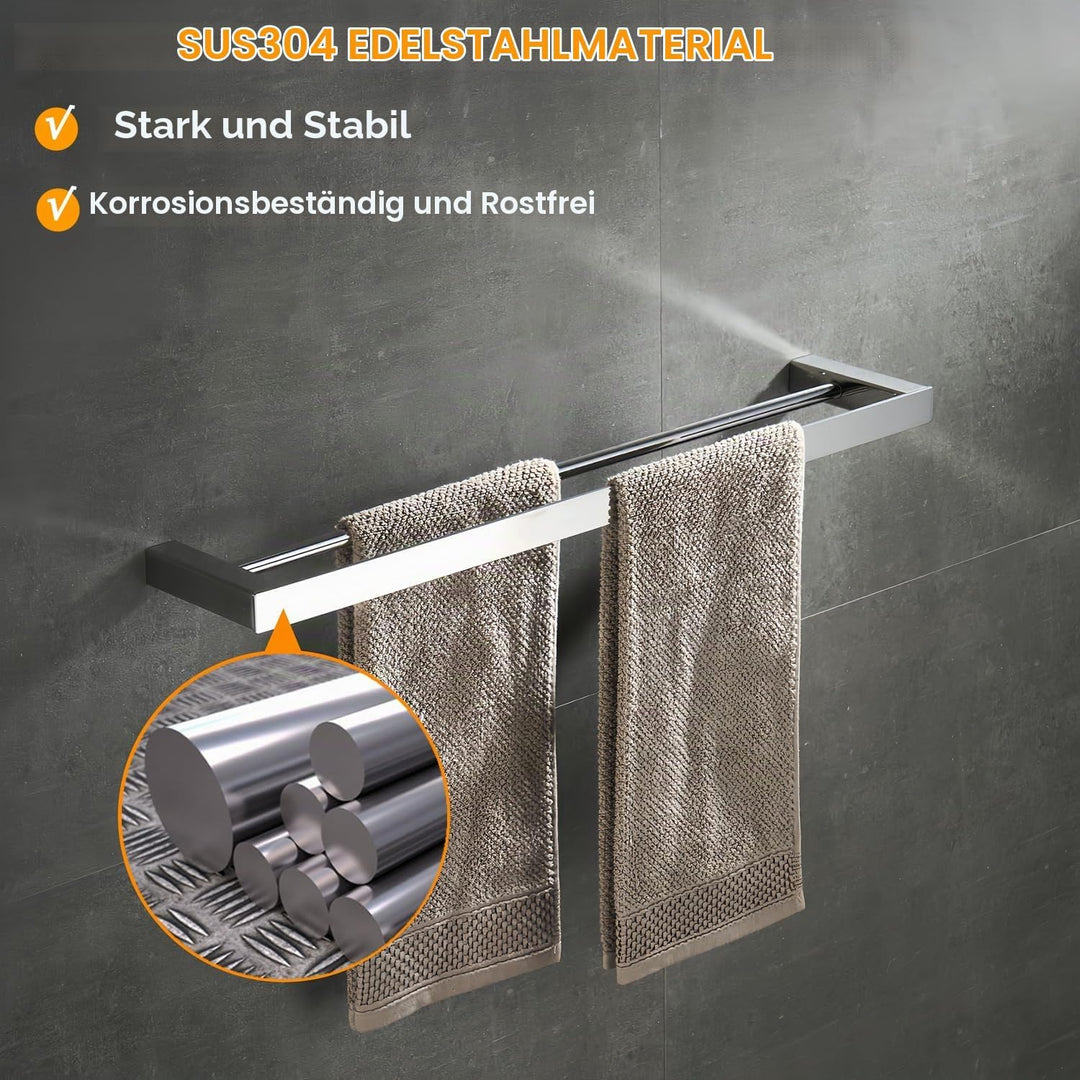 Beelee Badezimmer Toilette Doppelte 40cm Handtuchstange Wandhalterung, Edelstahl - Edelstahl, Polier