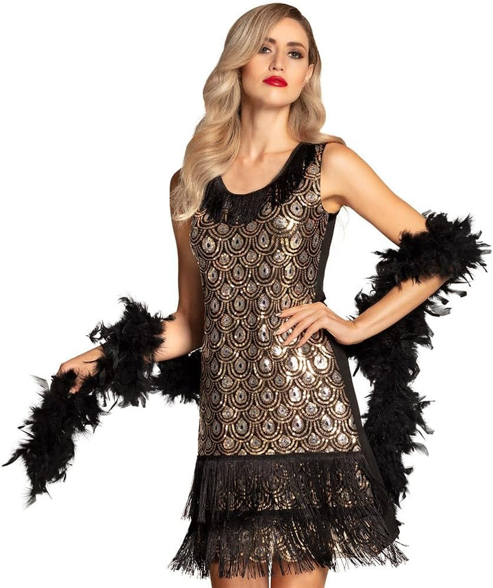 Boland 87113 - Erwachsenenkleid Flapper Peacock, Grösse M, Charleston, Pfaumuster, Damenkostüm, 1920