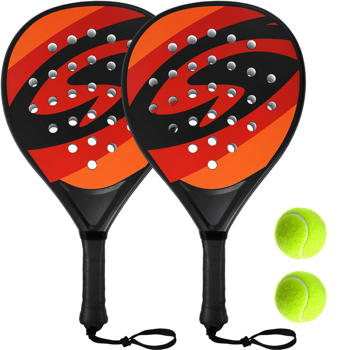 Padelracket 2er-Set mit ABS-Oberfläche und Eva-Schaumkern, für Erwachsene, inklusive Zwei Bällen und