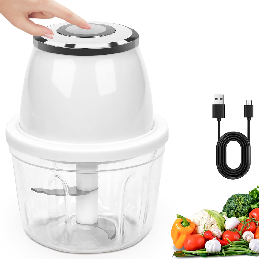 Zwiebelschneider Elektrisch 350ml, Mini Zwiebel Zerkleinerer, Gemüseschneider Elektrisch Küche mit U