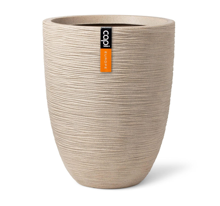 Capi Europe - Gefäss elegant niedrig Waste Rib NL - 46x58 - Terrazzo beige - Blumentopf für den Inne
