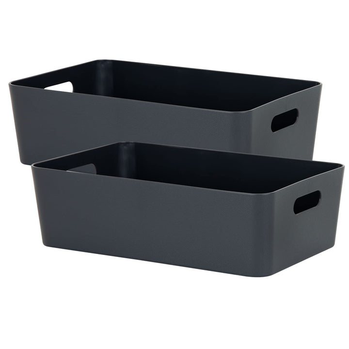 #11 2x Ordnungsbox - 12 cm hoch - anthrazit - 39,5x 25 cm - Ordnungskorb - Regalorganizer Wandregal