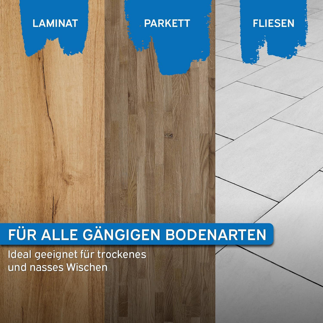 kör4u Reinigungsset mit Wischmopp und 2-Kammer-Eimer sowie Besen mit Kehrschaufel hygienisch ergonom