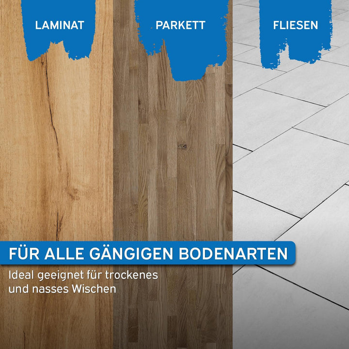 kör4u Reinigungsset mit Wischmopp und 2-Kammer-Eimer sowie Besen mit Kehrschaufel hygienisch ergonom
