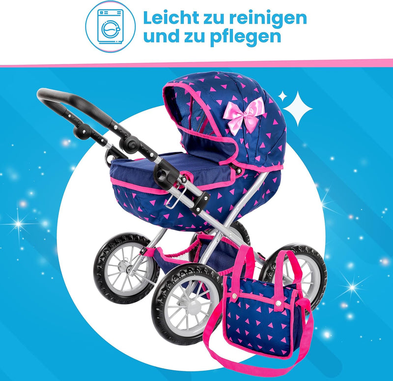 Kinderplay Puppenwagen ab 2 Jahren - Leichte und Stabile Konstruktion, Kinderpuppenwagen, Höhenverst