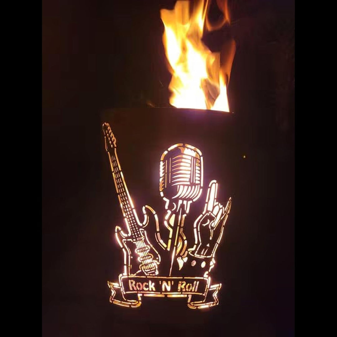 TiKo-Design Feuertonne/Feuerkorb mit Motiv – Lagerfeuertonne, Feuerkorb Rock n Roll – Verleihen Sie