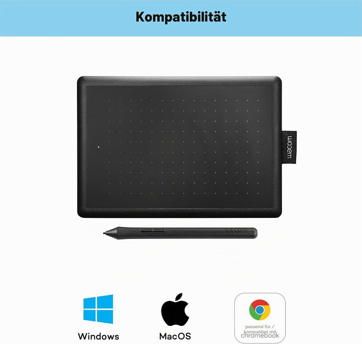 One by Wacom Stifttablett mit drucksensitivem Stift, geeignet für Windows, Mac &amp; Chromebook, Small,