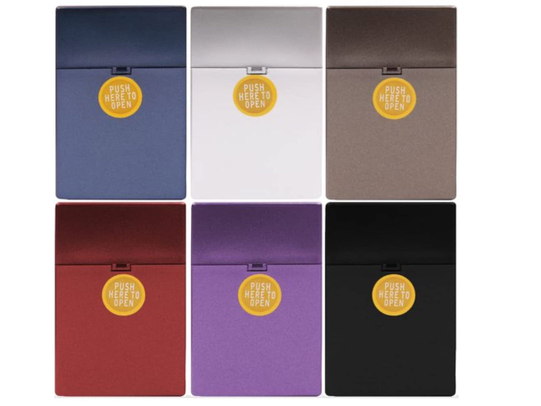 Zigarettenetui für 30 Zigaretten Box mit Klick Zigarettenbox metallic Farben Auswahl (alle 6 Boxen w