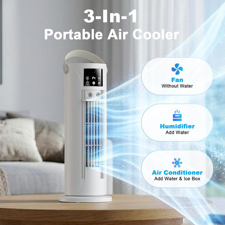 4-in-1 Mobiles Klimagerät, Luftkühler, 120° Oszillation, 4 Geschwindigkeitsstufen mit Schlafmodus, m