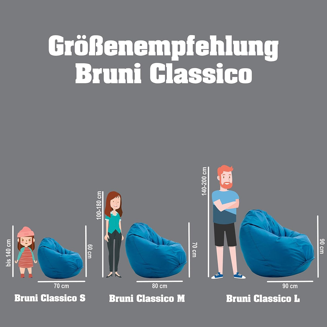 Bruni Kinder-Sitzsack Classico S in Grün – Sitzsack mit Innensack für Kinder, Abnehmbarer Bezug, leb