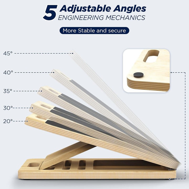 Wadendehner Schrägbrett aus Holz, Slant Board mit 5 Neigungswinkel, Professionelles Wadendehner für