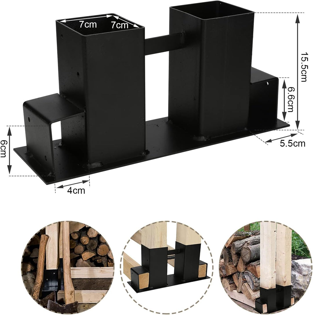 Yakimz 4er Set Holzstapelhilfe, Stabile Brennholz-Stapelhilfe, Schwarz Holzstapelhalter Kaminholzhal
