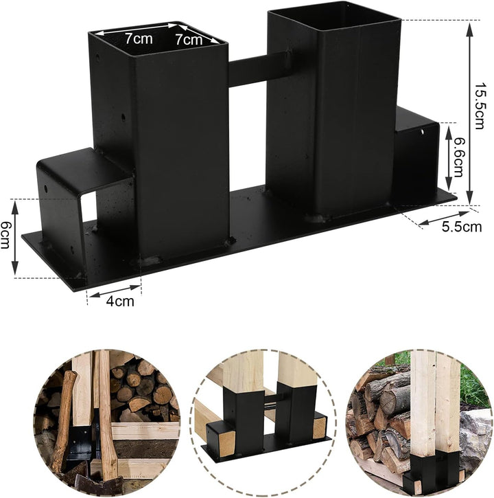 Yakimz 8er Set Holzstapelhilfe, Stabile Brennholz-Stapelhilfe, Schwarz Holzstapelhalter Kaminholzhal