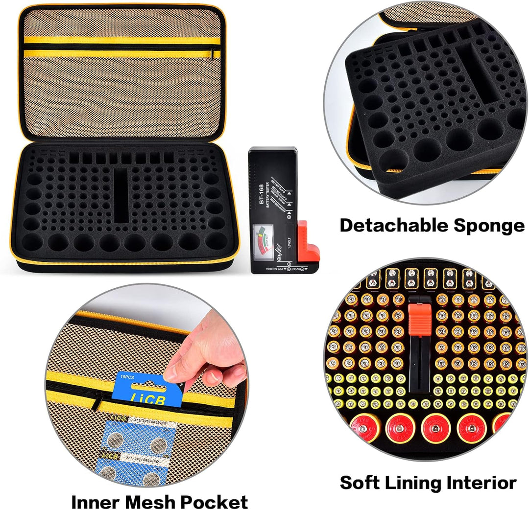 Batteriebox Tragetasche Aufbewahrungsbox für Batterieorganisator mit Batterietester (BT168), Tasche