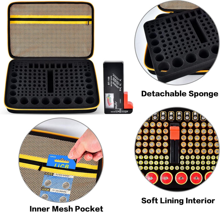 Batteriebox Tragetasche Aufbewahrungsbox für Batterieorganisator mit Batterietester (BT168), Tasche