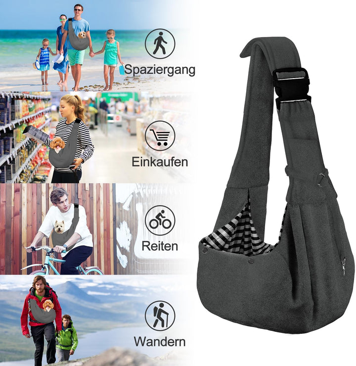 PETLOFT Tragetuch Hund, Reversibel Kleine Hundetrage, Einstellbar Pet Tragetuch, Freisprecheinrichtu