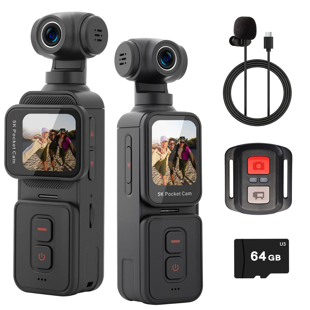 ydi 5K Bodycam Vlog Kamera mit Touchscreen, Körperkamera POV WLAN Pocket Action Cam mit Elektrisch 2