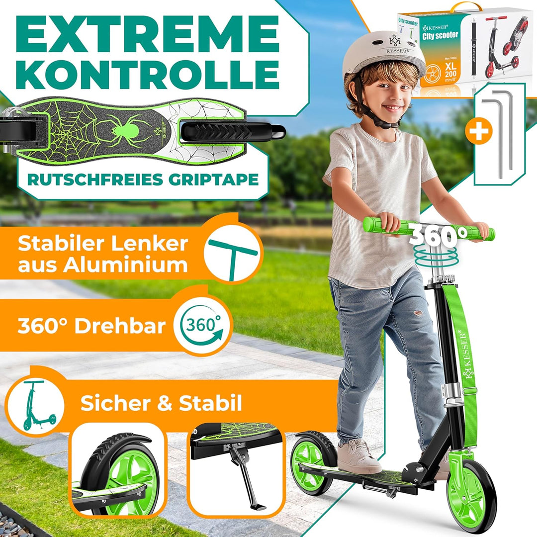 KESSER® Scooter Roller Kinderroller Cityroller Tretroller Kickroller Kickscooter 1. Spider (Green),