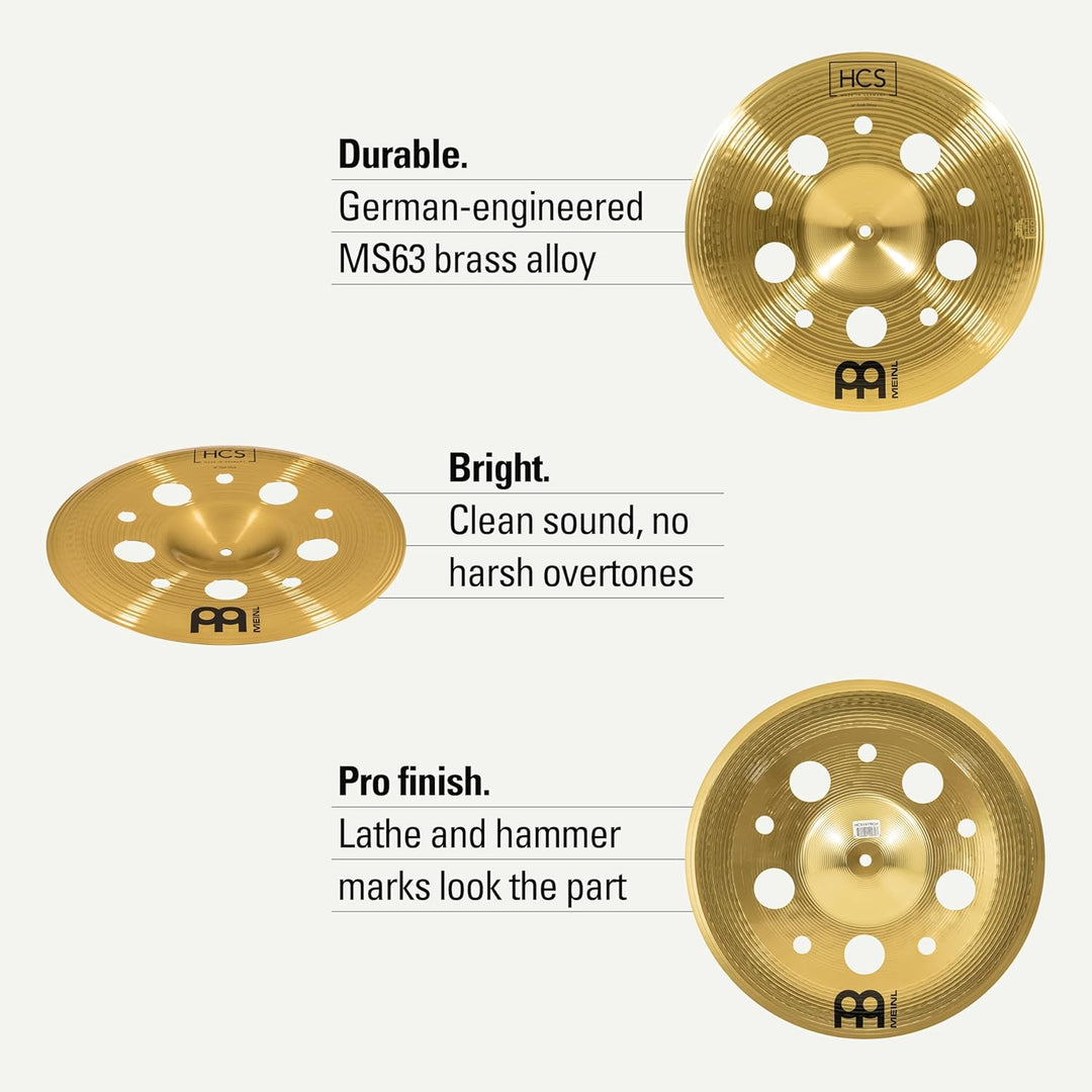 Meinl Cymbals HCS Trash China 16 Zoll (Video) Schlagzeugbecken mit Löchern (40,64cm) Messing, Tradit