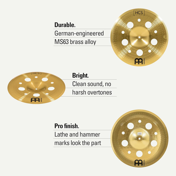 Meinl Cymbals HCS Trash China 16 Zoll (Video) Schlagzeugbecken mit Löchern (40,64cm) Messing, Tradit