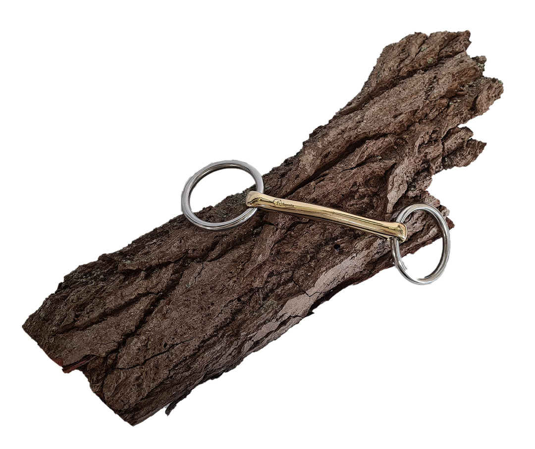 Esposita Stangengebiss zum Reiten und Fahren Gebissstange aus Messing Ringe aus Edelstahl (8,0cm bis
