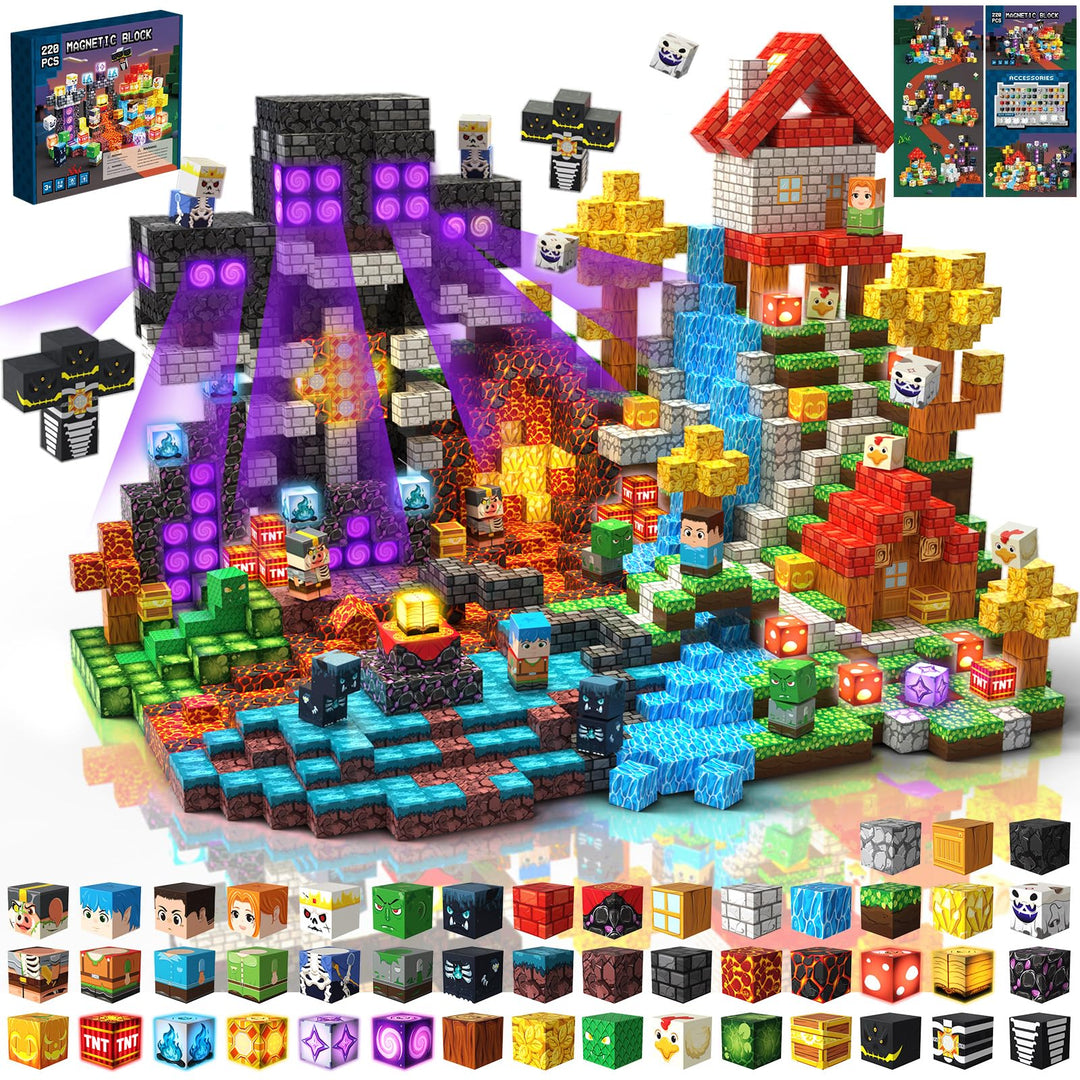 Magnetische Bausteine 220 PCS 2CM Magnetbausteine für Kinder ab 3 Jahre Blocks, Montessori Spielzeug