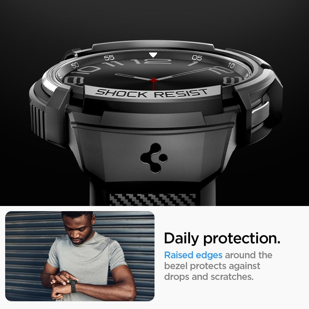 Spigen Rugged Armor Pro Hülle mit Armband Kompatibel mit Samsung Galaxy Watch 6 Classic 47mm 2023 -