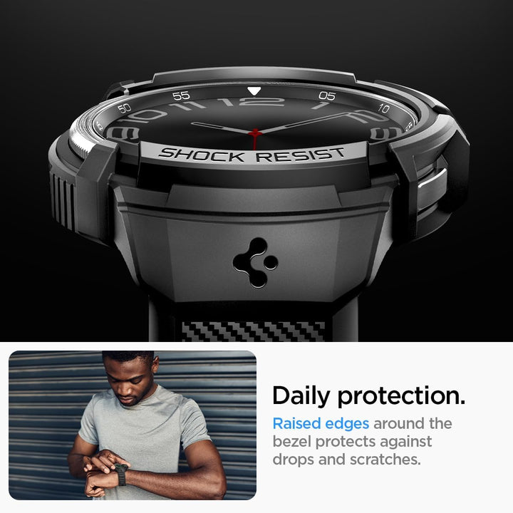 Spigen Rugged Armor Pro Hülle mit Armband Kompatibel mit Samsung Galaxy Watch 6 Classic 47mm 2023 -