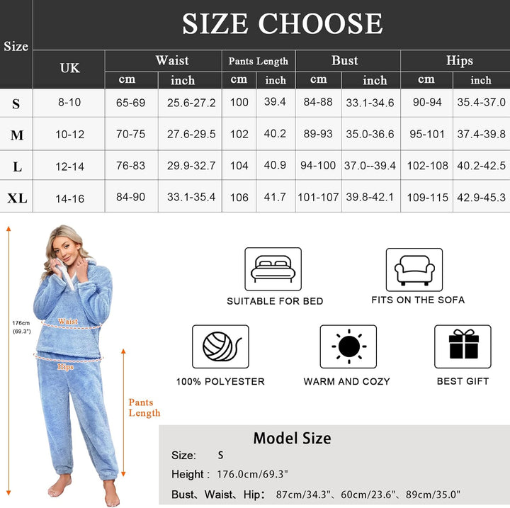 Niwicee Schlafanzug Damen Lang Pyjama Damen 2-Set, Hausanzug Damen Kuschelig Weich Nachtwäsche Sleep