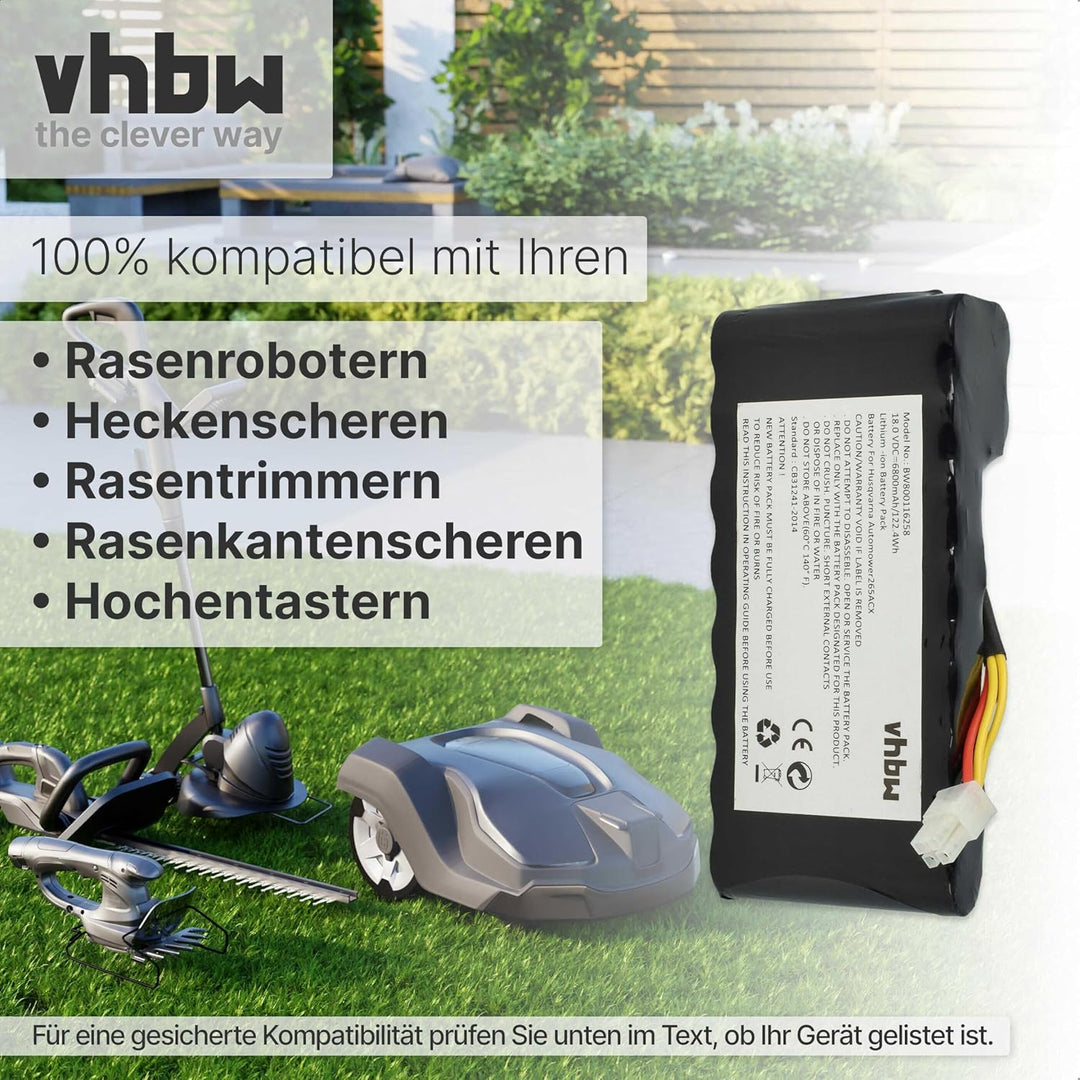 vhbw 2X Akku kompatibel mit Husqvarna Automower 440 bis BJ 2019/2020, 450X bis BJ 2019/2020 Rasenrob