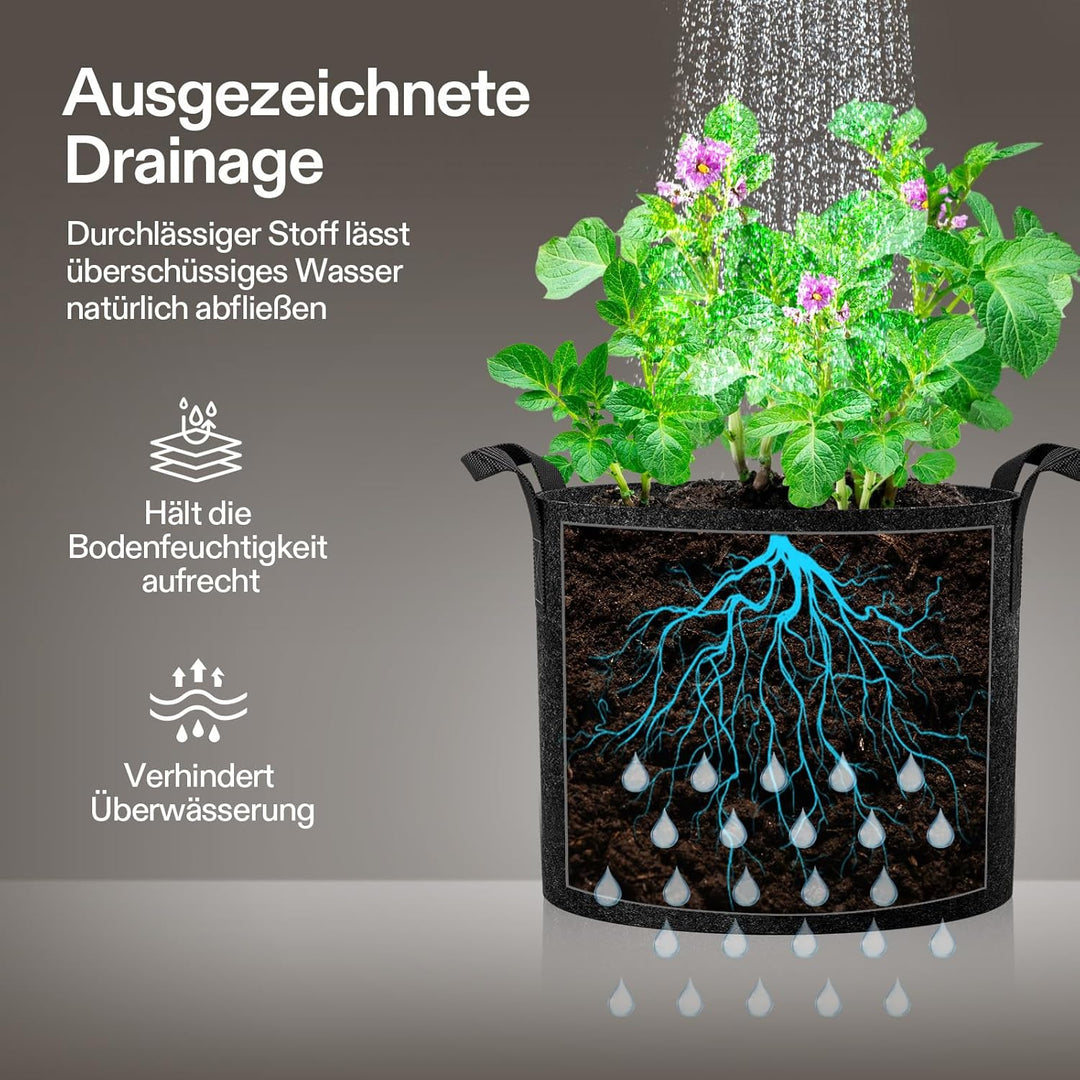 VIVOSUN 5 Stück 30 Gallonen Pflanzen Wachstum Taschen, Verdickte Vliesstoff Pflanzsack mit Starken G