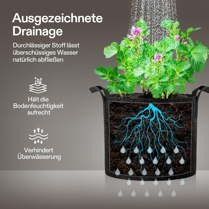 VIVOSUN 5 Stück 30 Gallonen Pflanzen Wachstum Taschen, Verdickte Vliesstoff Pflanzsack mit Starken G
