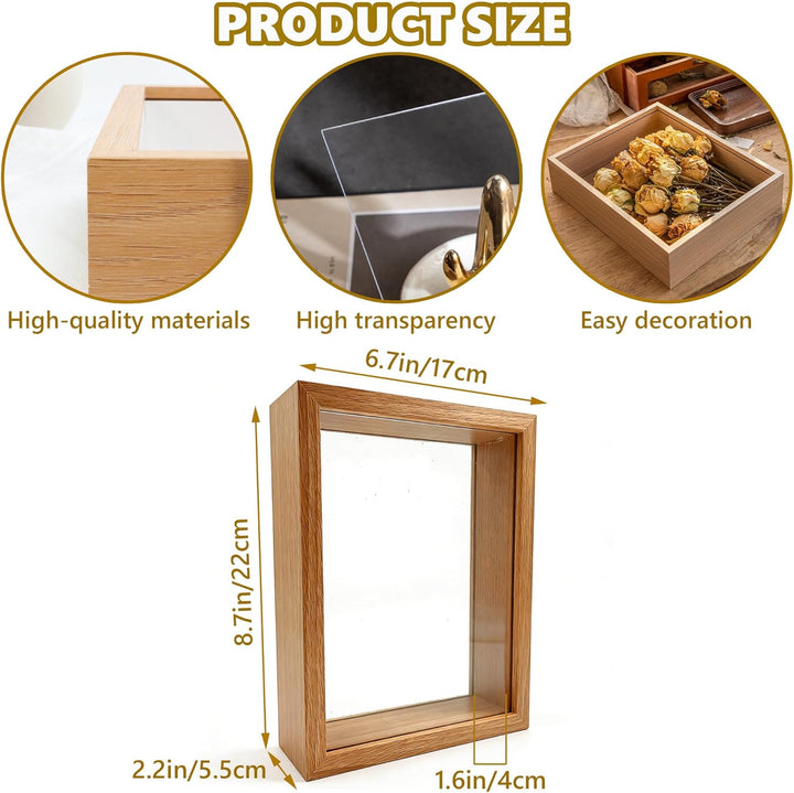 Acryl Schattenbox Rahmen Transparenter 3D Holz Bilderrahmen Befüllen Blumensträusse Fotos Medaillen