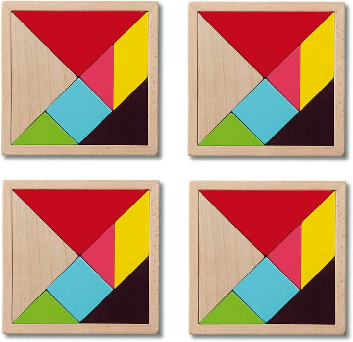 Remember TG1 Tangram Challenge – Legespiel aus Holz für Kinder und Erwachsene (4er Set)