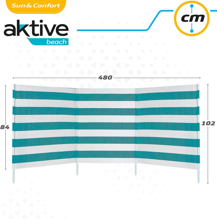 AKTIVE 62135 Windschutz aus Polyester, 480 x 82 cm, mit Stahlmast, einzeln