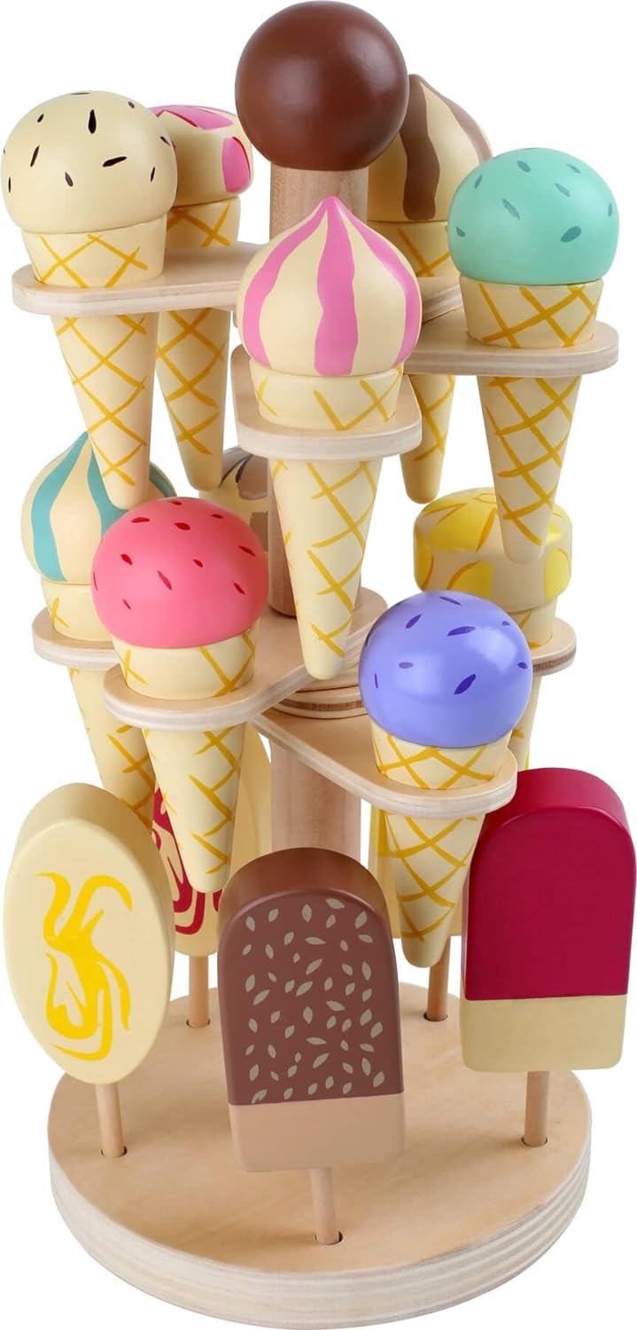 small foot Beweglicher Eisständer aus Holz, Zubehör für Kaufmannsladen und Kinderküche, ab 3 Jahren,