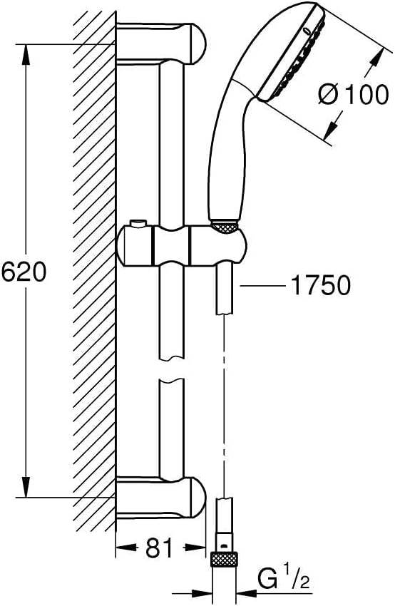 GROHE Tempesta 100 | Brausen & Duschsysteme - Brausestangenset, 3 Strahlarten | chrom | 27794001 Bra
