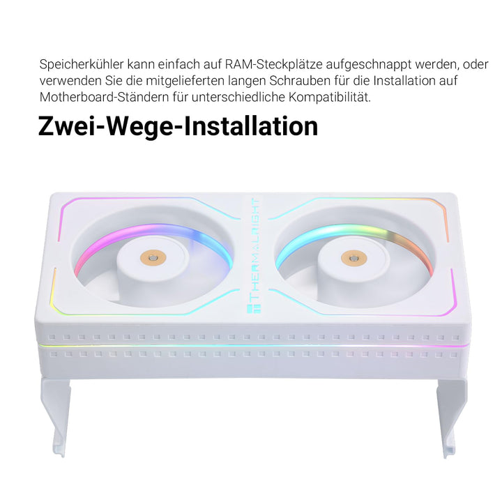 Thermalright MC-2 ARGB White Memory Cooler, Dual-Lüfter mit 3200 U/min PWM-Design, leiser RAM-Kühler