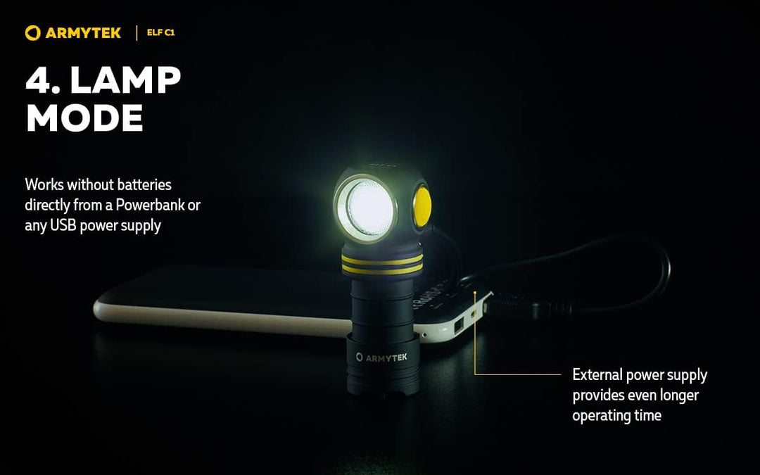 Armytek NEU, Stirnlampe Elf C1 v2 Kaltweiss 1000 Lumen LED-Lampe Micro USB Aufladbarer, Qualitativ H