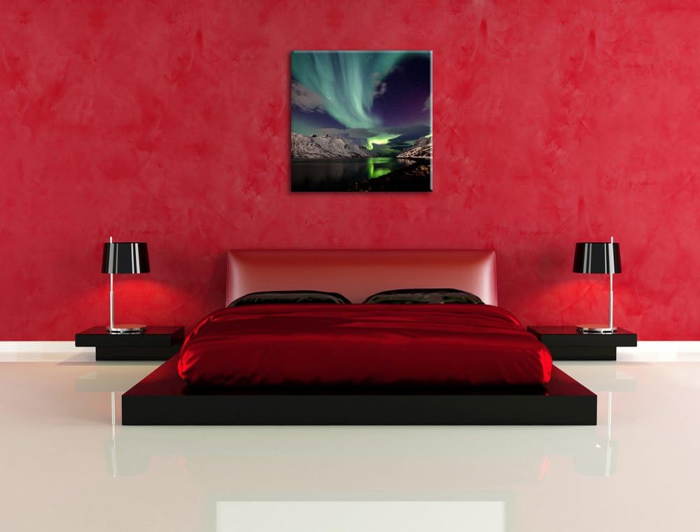 Pixxprint Polarlichter in der Eiswüste, Format: 70x70 auf Leinwand, 70x70