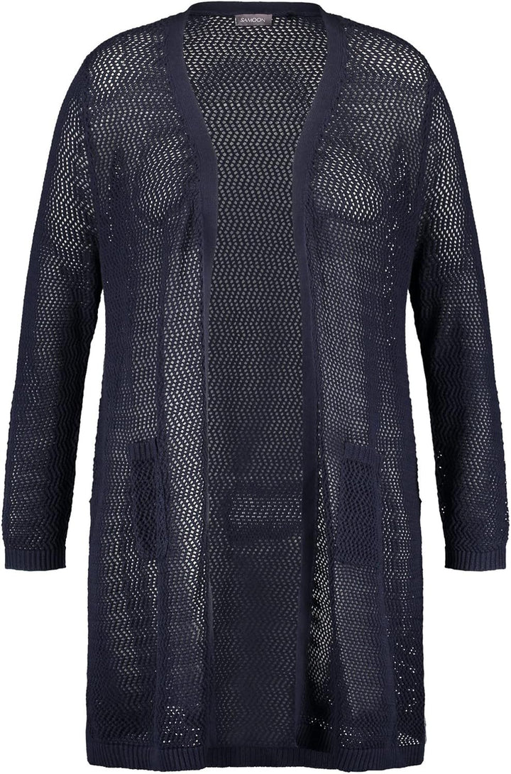 Samoon Damen Jacke Strick 50 Blue Berry, 50 Blue Berry