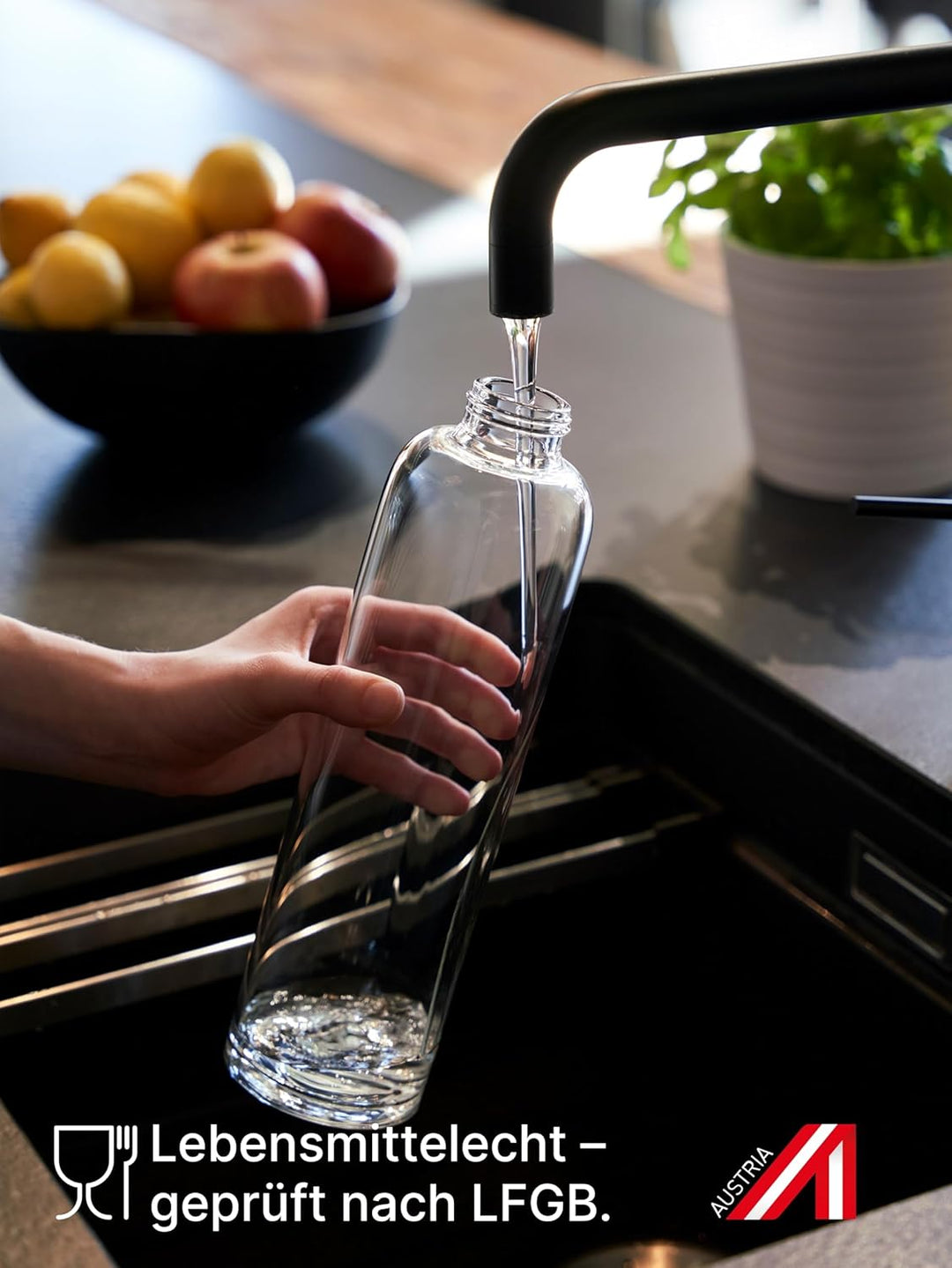 spottle Trinkflasche Glas 1L - Glasflasche in 500ml - 750ml oder 1 Liter - Glas Wasserflasche für Ko