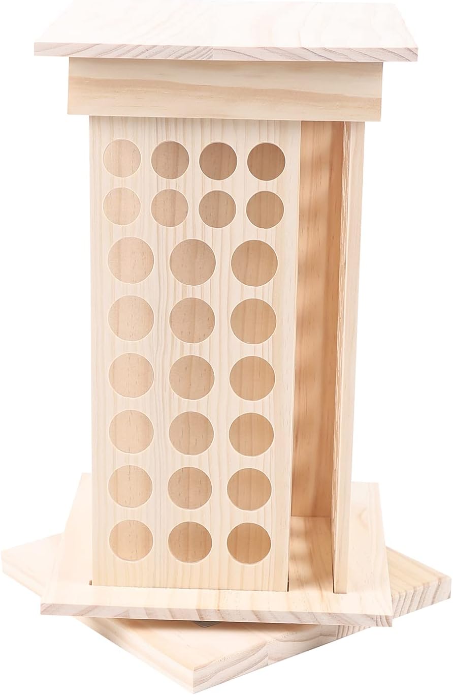 Drehbarer Ätherisches Öl Display Ständer, Aufbewahrungsbox aus Holz mit 104 Löcher 4 Seiten, Nagella